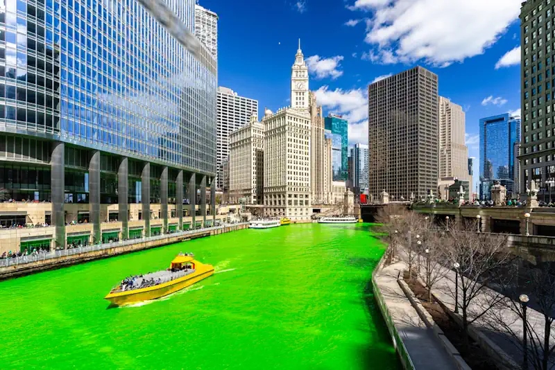 Chicago's River Dyed Green for St. Pat's Day
