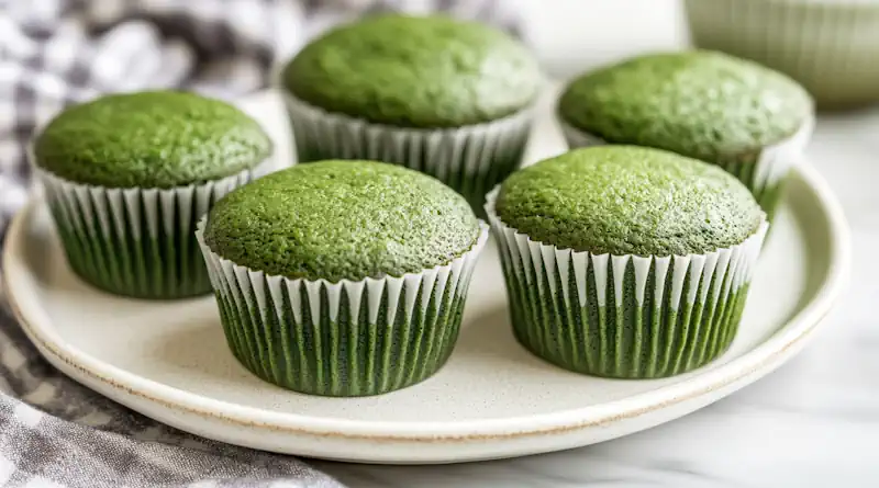 Green Angel Food Cupcakes